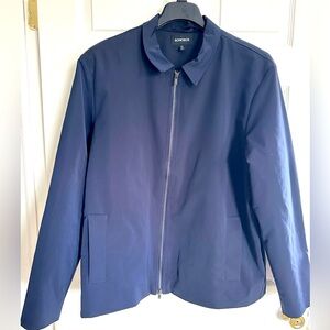 Bonobos Mens Dual Full Zip Bomber Jacket Navy Collared Quilted Lined size XXL